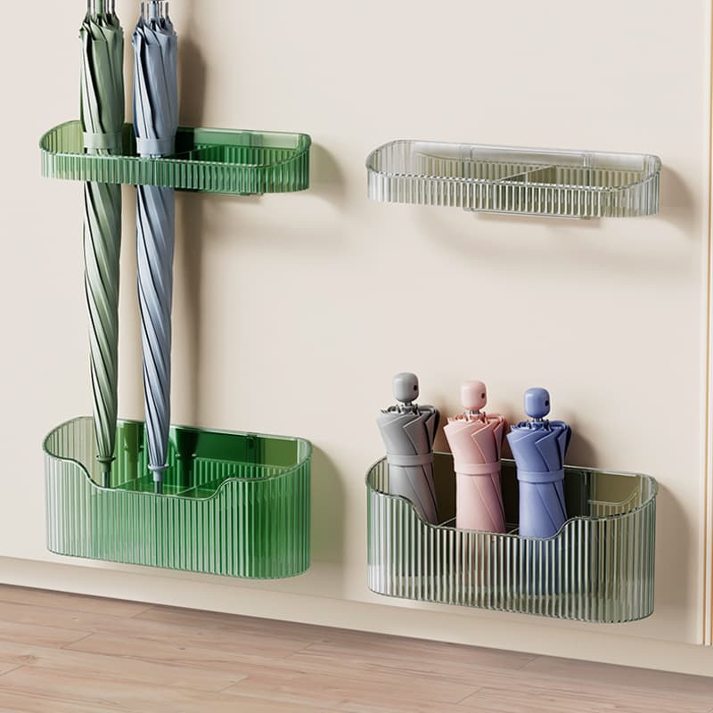 Wall-mounted Umbrella Storage Rack for Entryway, No-drill Water-draining Home Organizer for Long/Short Umbrellas