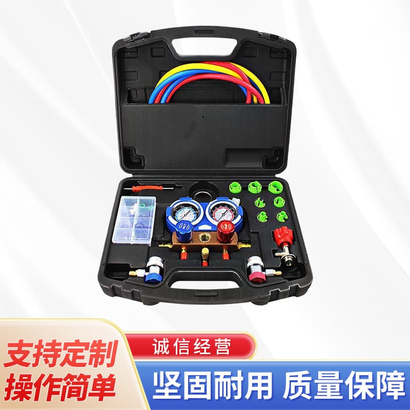 Refrigerant Charging Gauge Dual Gauge Valve R134a Automotive AC Refrigerant Charging Gauge Tool Set Pressure Gauge Dual Valve