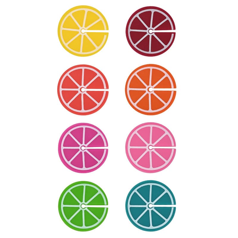 Food-Grade Silicone Identification Stickers for Orange Wine Glasses, Party Wine Labels, Cocktail Glass Tags, Wholesale Stock Available