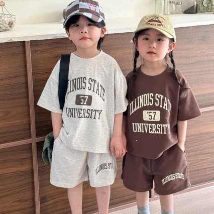 Children's Summer Sports Suit Boys' Loose New Summer Clothes Girls' Casual Short-Sleeved Two-piece Set Baby Trendy