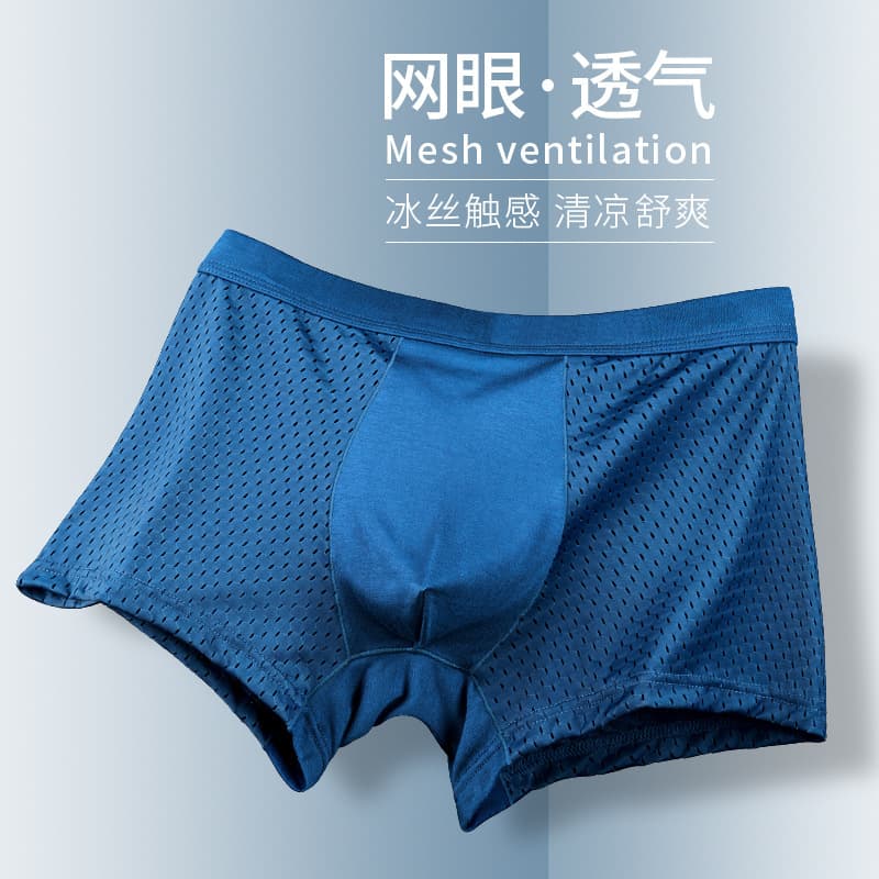 Mesh Men's Underwear Ice Silk Underwear Lightweight Mesh Breathable Boxer Briefs Sexy Hollow-out Boxer Shorts