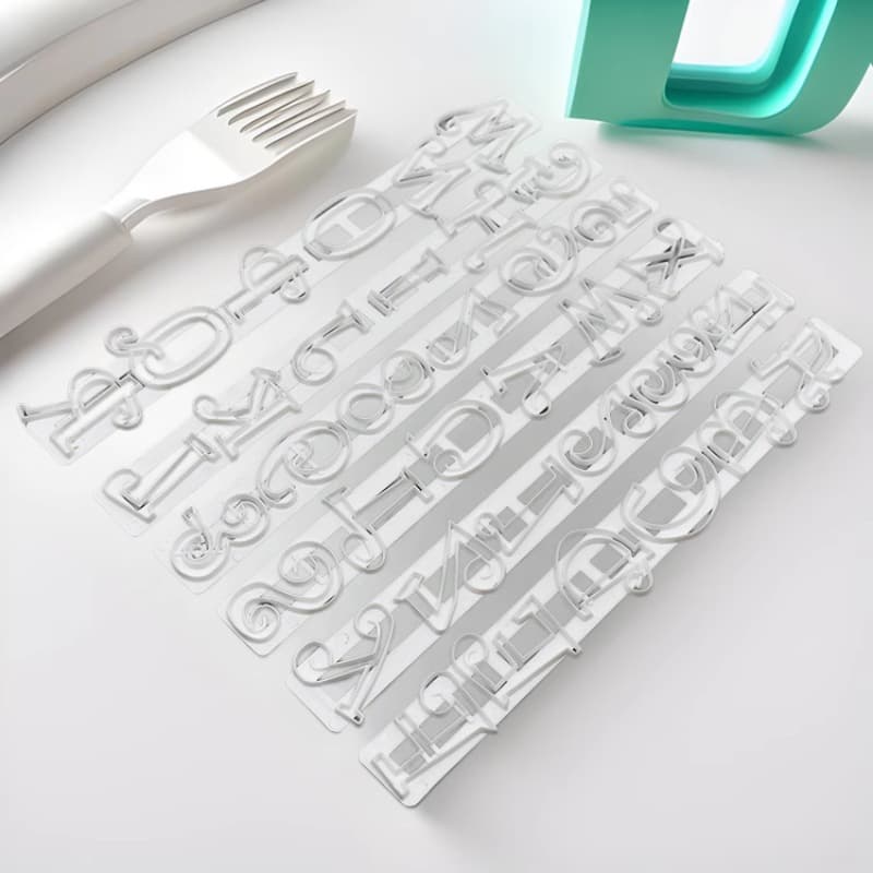 diy fondant cake decoration tool white 6pcs cute alphanumeric stamper capital letter strips