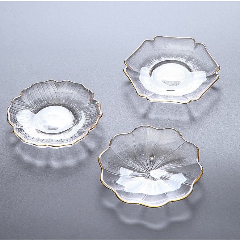 Chinese-style Creative Round Gold-rimmed Glass Small Tea Coaster Heat-insulating Mat Tea Ceremony Accessory Coaster Wholesale
