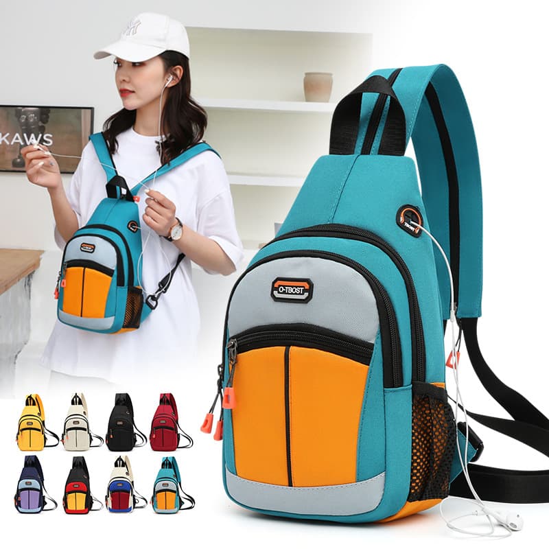 Cross-Border New Trend Large Capacity Messenger Bag Shoulder Crossbody Backpack Multi-Function Oxford Outdoor Student Chest Bag