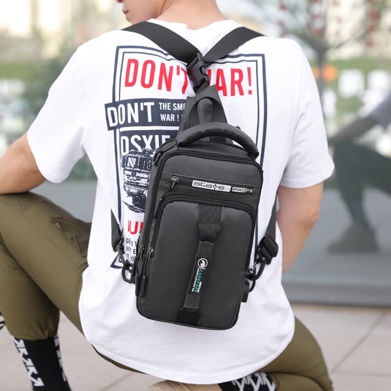 New Factory Men's Chest Bag with USB Charging Port, Multi-Function Shoulder Bag, Outdoor Men's Crossbody Bag