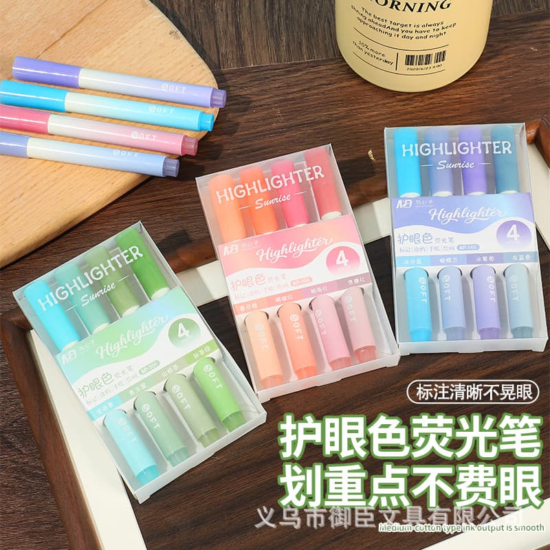 Gradient Color Highlighter Pens for Students, Aesthetic Colorful Markers for Highlighting Key Points, Chisel Tip Journaling Pens, Eye-Care Color Marking Pens