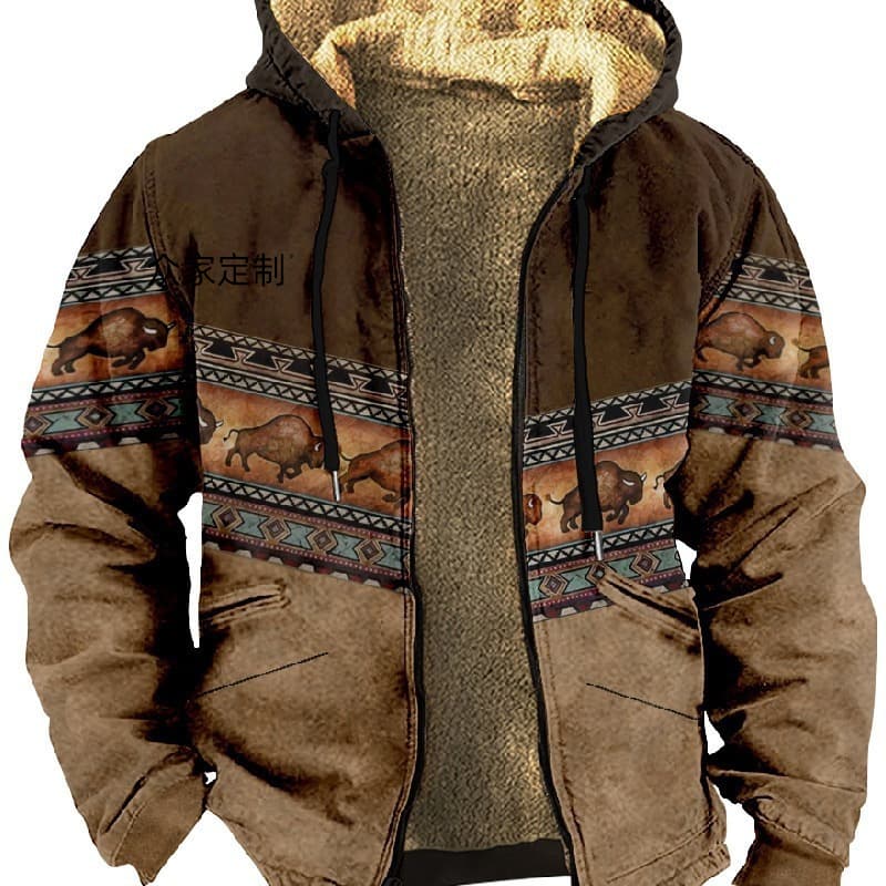 Cross-border Winter Cotton Coat for Men with Thickened Fleece Lining, Double-Layer Inner Fleece, Warm Cotton Jacket 2024