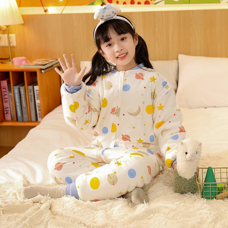 Older Child Split-leg Sleeping Bag, Baby Autumn and Winter Thickened Warmth Student Children's Jumpsuit Pajamas Anti-kick Quilt
