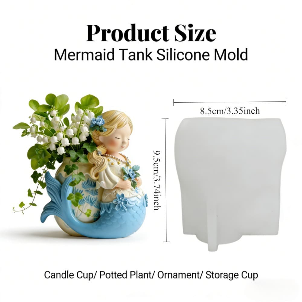 3D Mermaid Flower Pot Silicone Mold Mermaid Shape Resin Mold DIY Mold