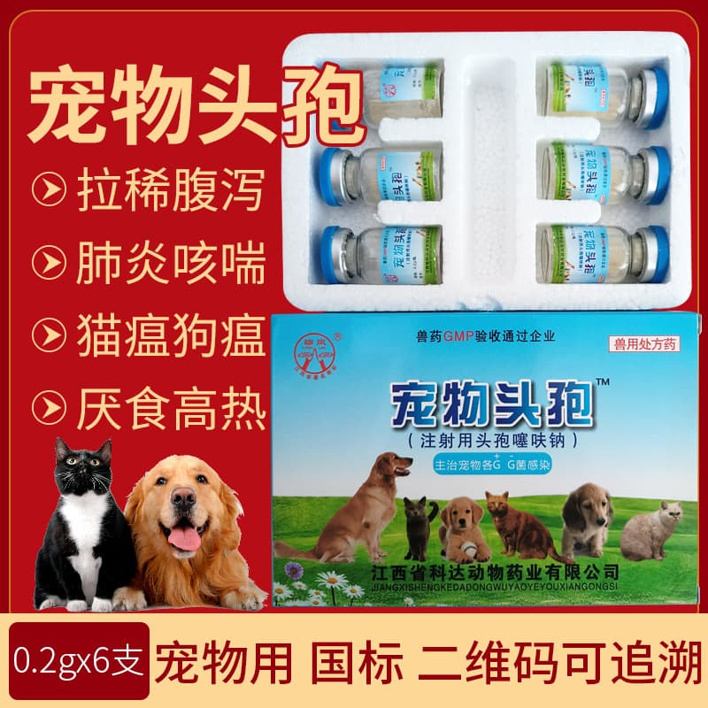 Pet Distemper Toxin Cephalosporin King Ceftiofur Sodium Injection for Cats and Dogs Antibacterial Rapid Resistance 0.2g 6 Bottles Ceftriaxone