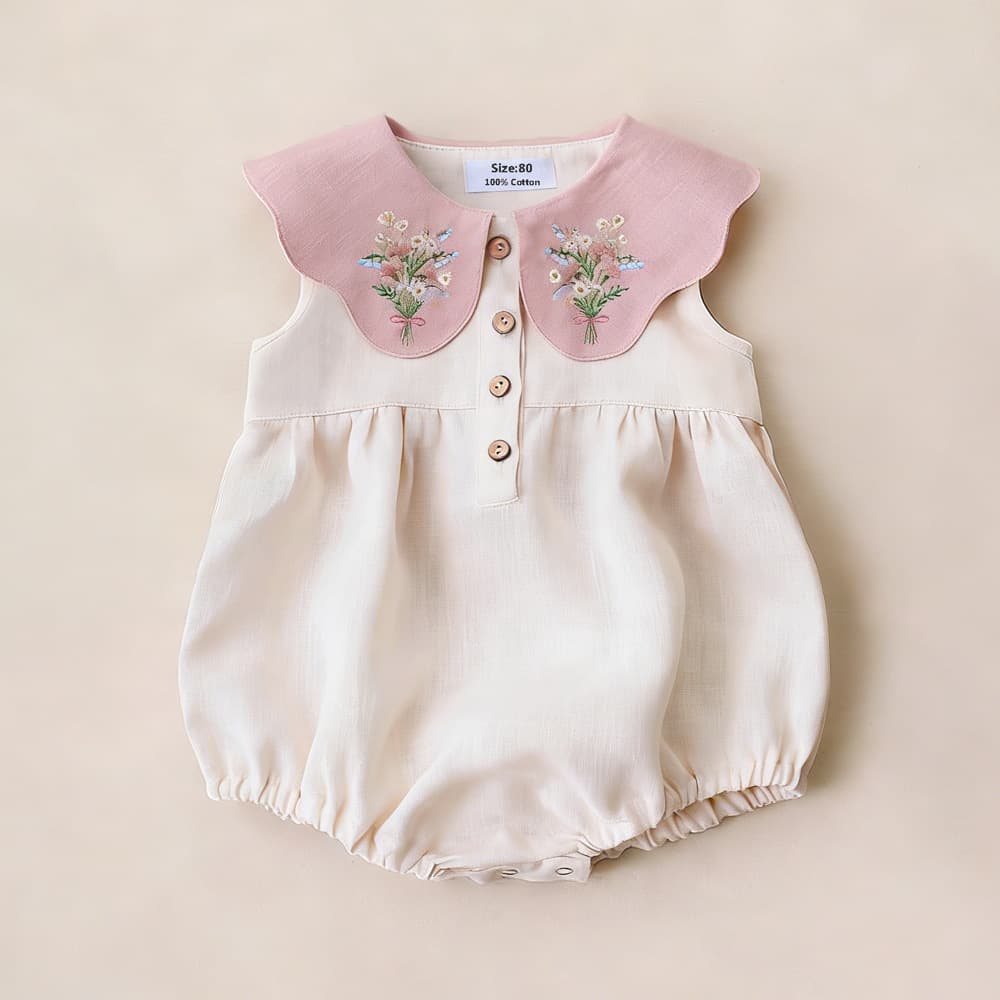 Baby Girl Romper Children's Clothing Baby Jumpsuit Girl's Embroidered Triangle Romper Cross-Border Ozon
