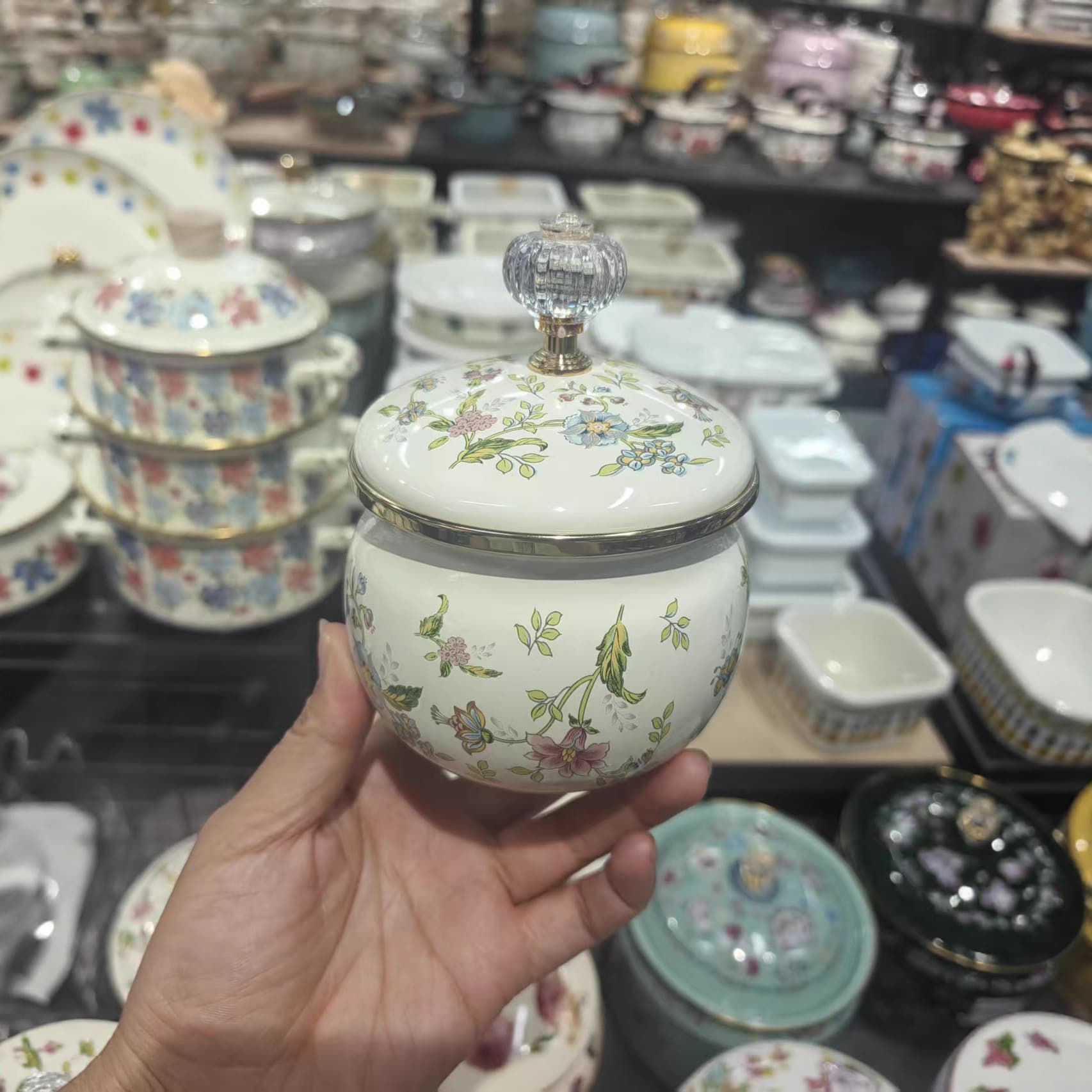 Enameled jar with lid, oil jar, sugar jar, coffee cup pot, high temperature resistant, no coating, seasoning spice jar, home tea canister