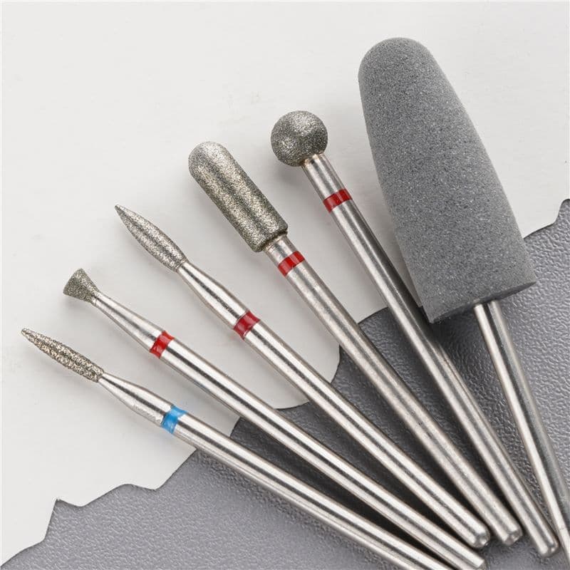 6-Piece Nail Drill Bit Set Diamond Burr Silicone Polish Pocket Opener Push Cuticle Manicure Drill Bits