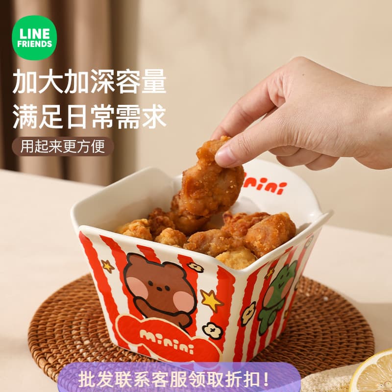 Cute Ceramic Popcorn Bowl, Fruit Salad Bowl, High-Appearance Instant Noodle Bowl, Fried Chicken and Fries Bowl, Children's Snack Bowl