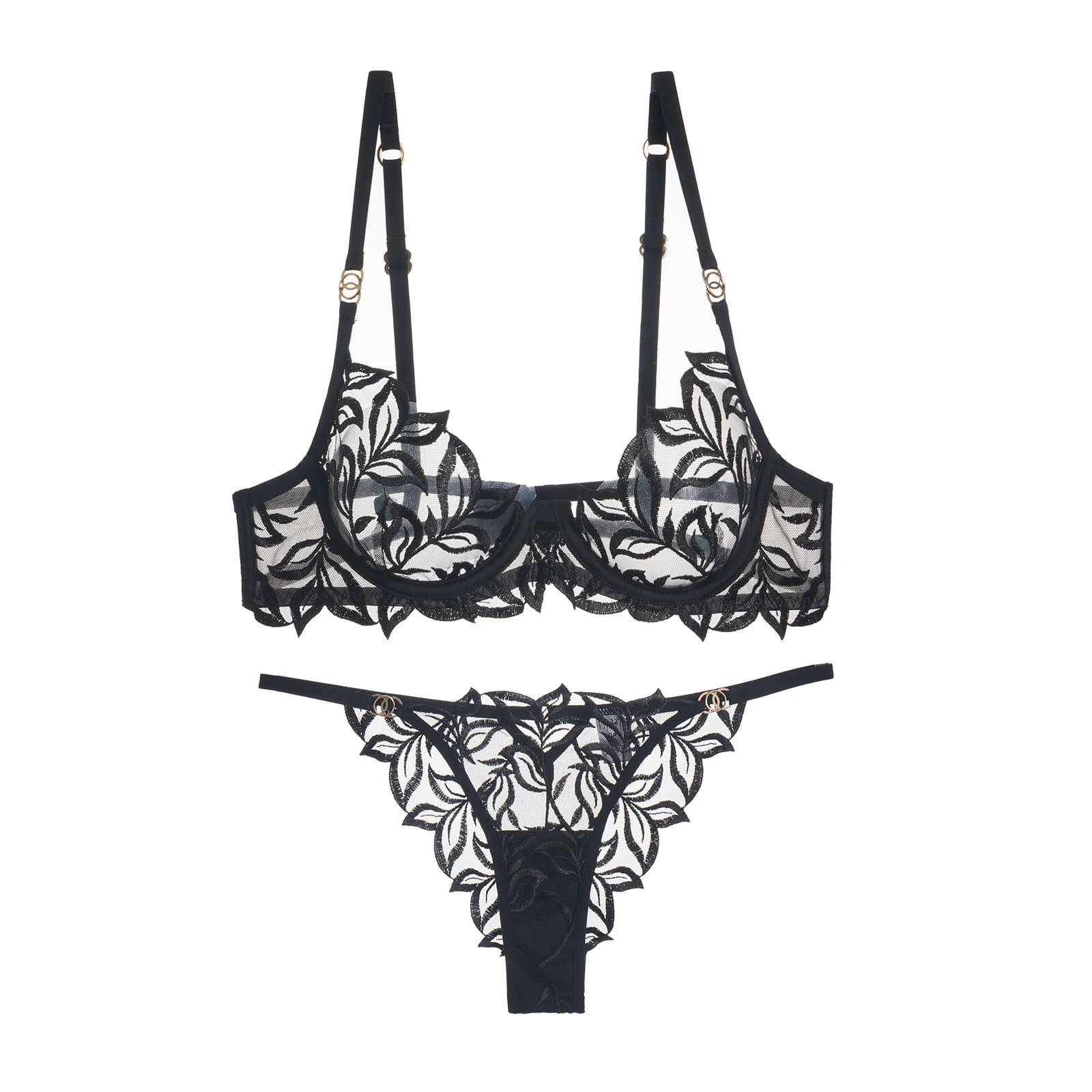 Cross-border classic embroidered bra and panties two sets of women's underwear fishbone foreign trade exclusive Bra ultra-thin bra