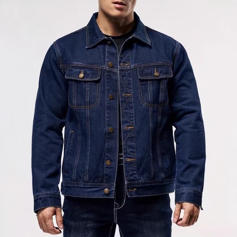 In Stock Cross-border Foreign Trade Men's Fashion Slim Fit Denim Jacket Young Korean Style Casual Cardigan Jean Jacket