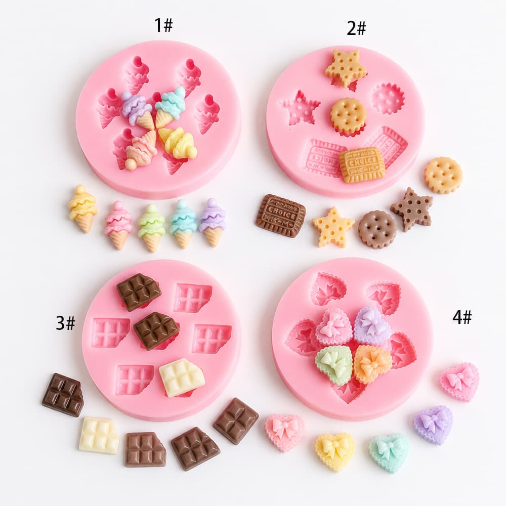 Biscuit Chocolate Ice Cream Heart-Shaped Aromatherapy Plaster Candle Handmade Silicone Mold 1737