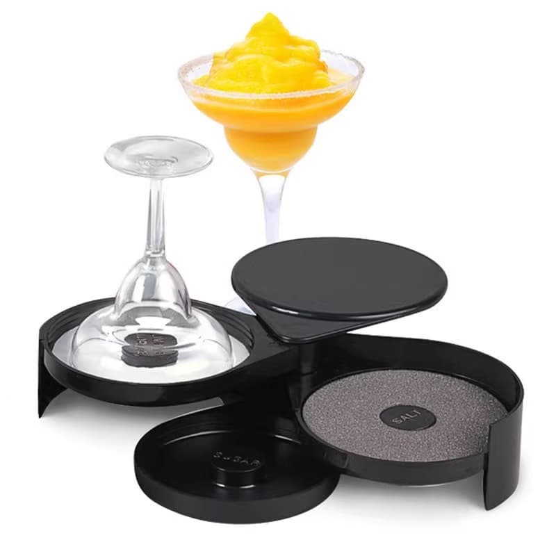 Bartender Bar Tool Three-Layer Rimming Plastic Salt Rim Box Sugar Rim Box Margarita Cocktail Box