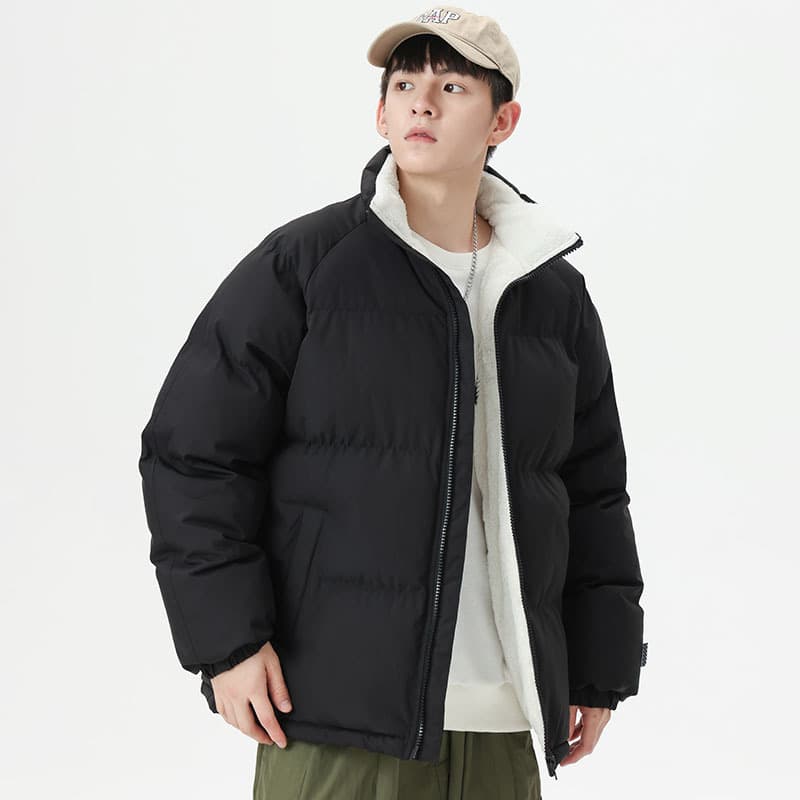 Winter lamb velvet bread coat new loose men's thickened large size coat couples plus velvet warm cotton clothing wholesale