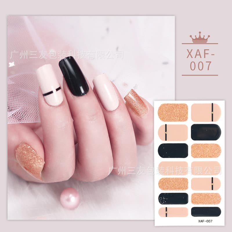 New Cross-border Amazon Nail Stickers Gel Polish Nail Art Stickers Full Cover Factory Nail Stickers
