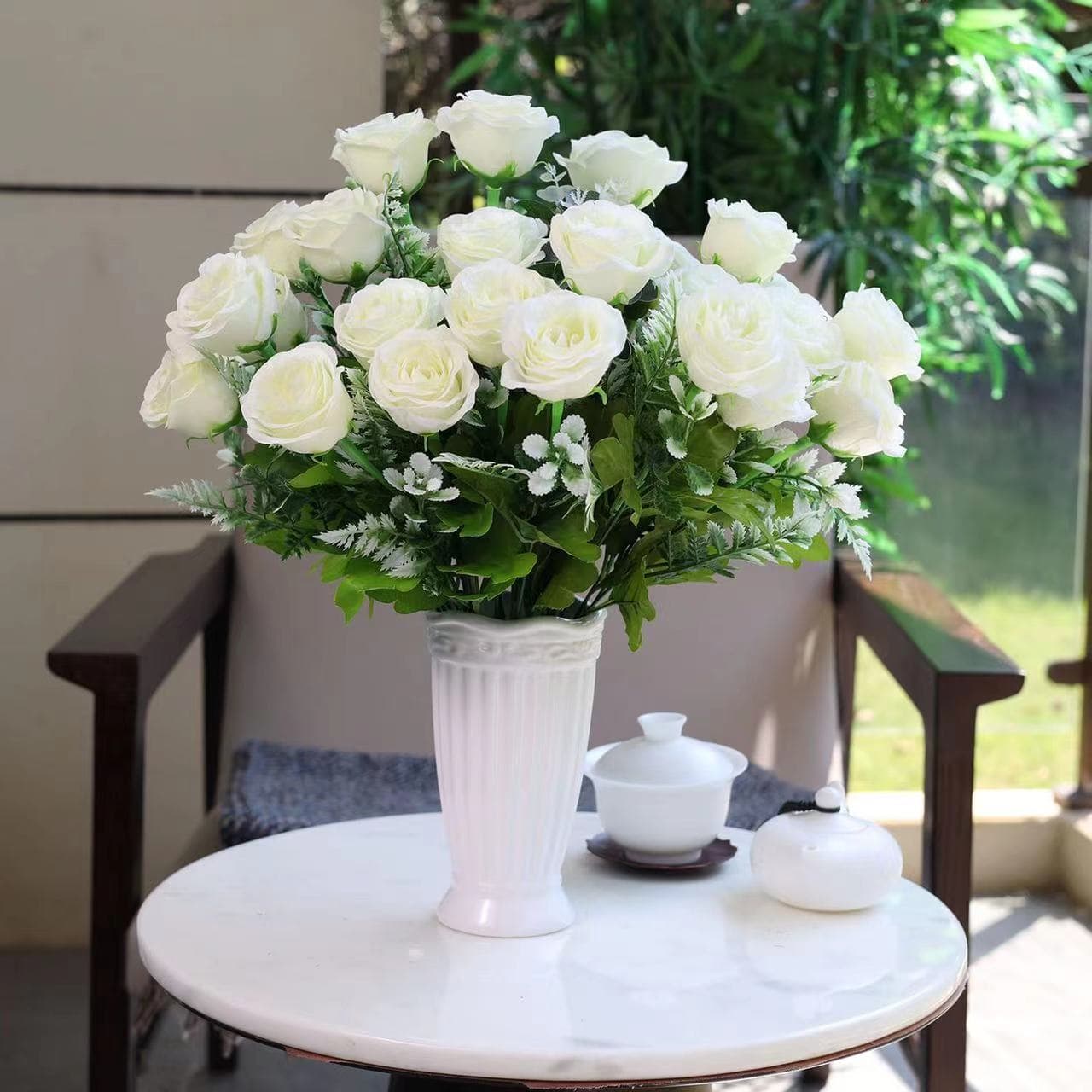 Artificial Flower - Simulated Handmade Rose, Living Room Decoration TV Cabinet Ornament Silk Flower Display