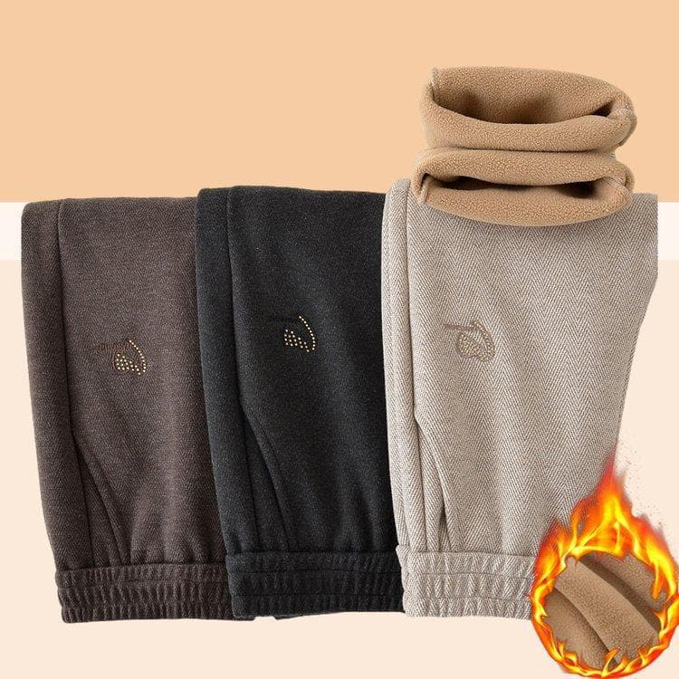 Middle-aged and elderly women's pants, autumn and winter fleece-lined pants, thickened outerwear, warm cotton pants for older women.