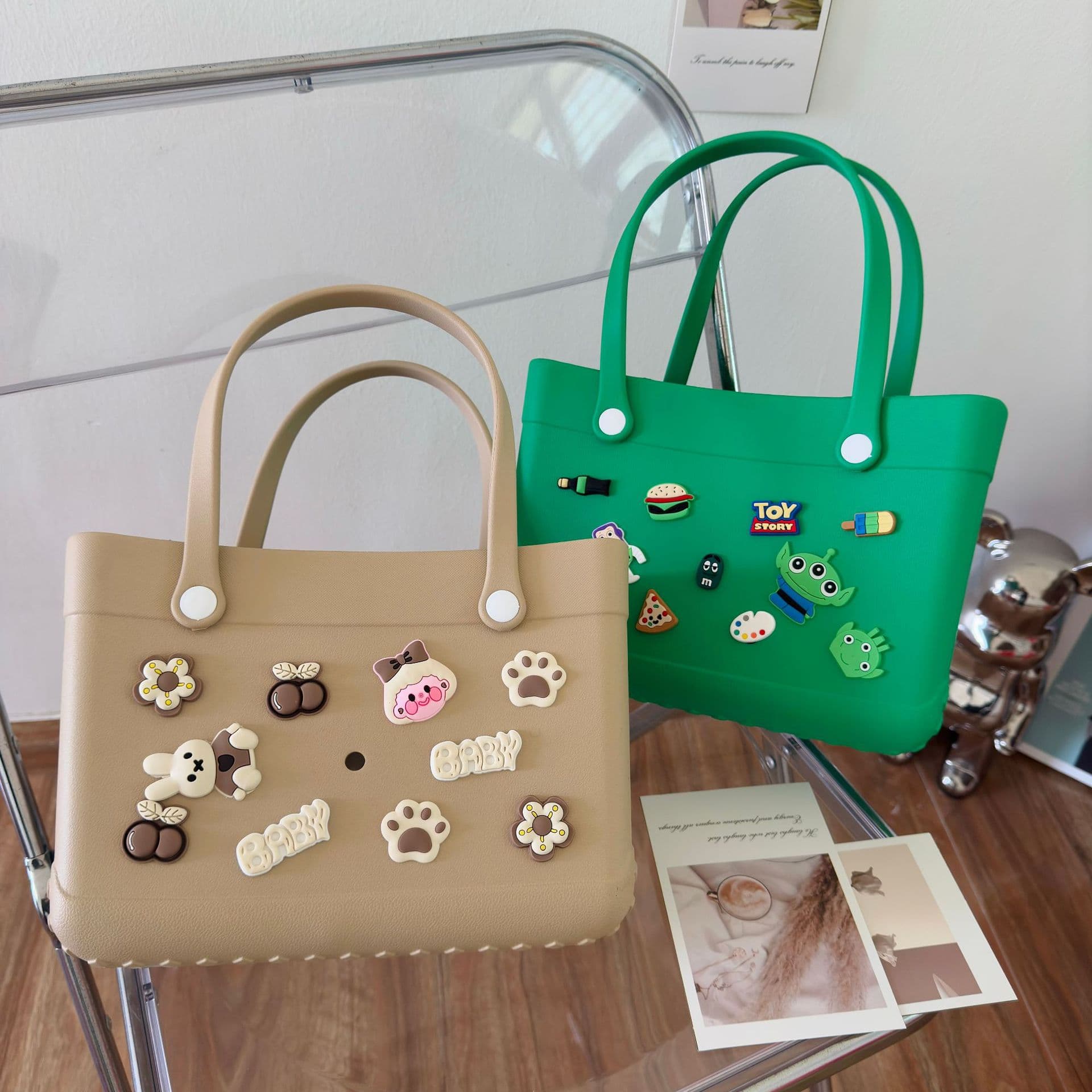 Creative Cartoon DIY Women's Handbag Cross-border Summer Waterproof Storage Beach Bag EVA Hole Bag