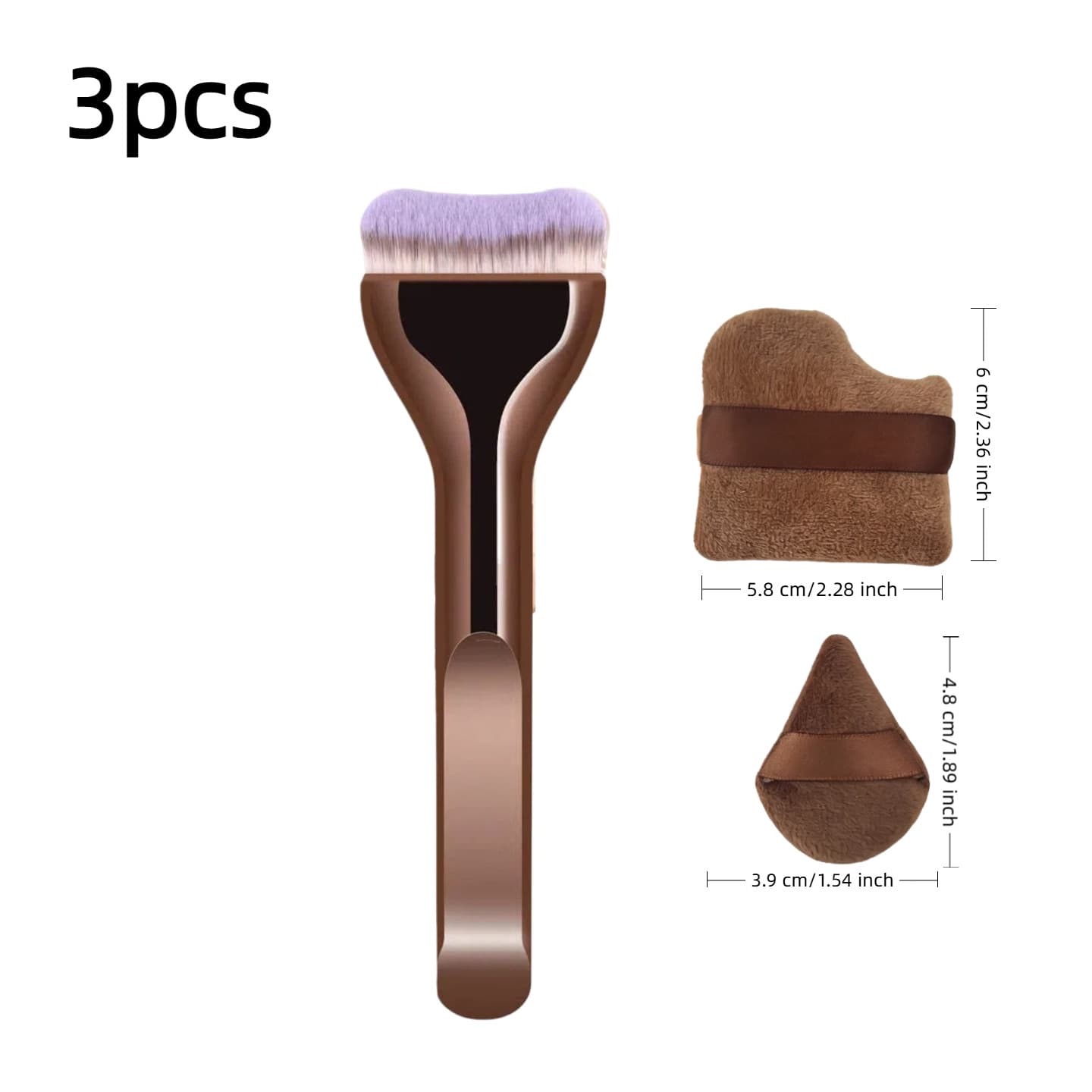European and American Best-Selling Dual-Ended Makeup Brush Set, Blush Brush, Foundation Brush, Soft Bristle, Brown Makeup Brush Beauty Tool