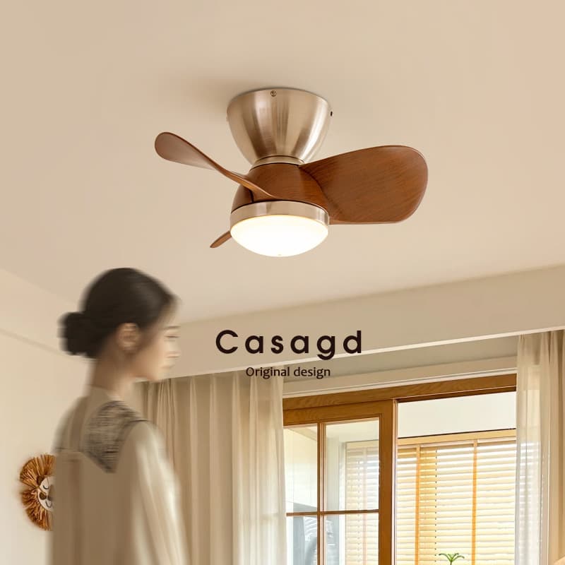 Vintage-style bronze ceiling fan light, walnut wood color, Nordic style bedroom light, study room light, dining room light, casa