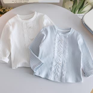 Girls Cotton Base Tee 2026 Spring Autumn New Style Baby Long Sleeve T-Shirt Casual Fashionable Top Versatile