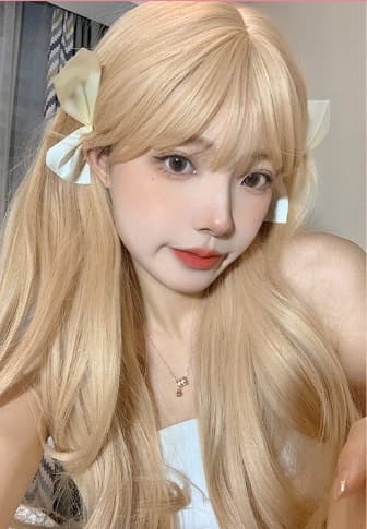 Full Wig Hairstyle with Straight Bangs, Long Black Straight Wig, Platinum Blonde Wig for Women, Curly Lolita Wig Set