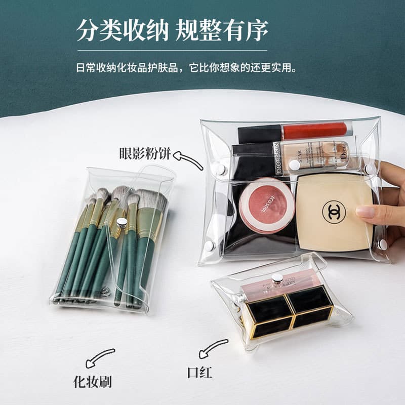 pvc snap bag cosmetic bag brush pen lipstick stationery bag travel waterproof eva toiletry storage bag custom printed logo