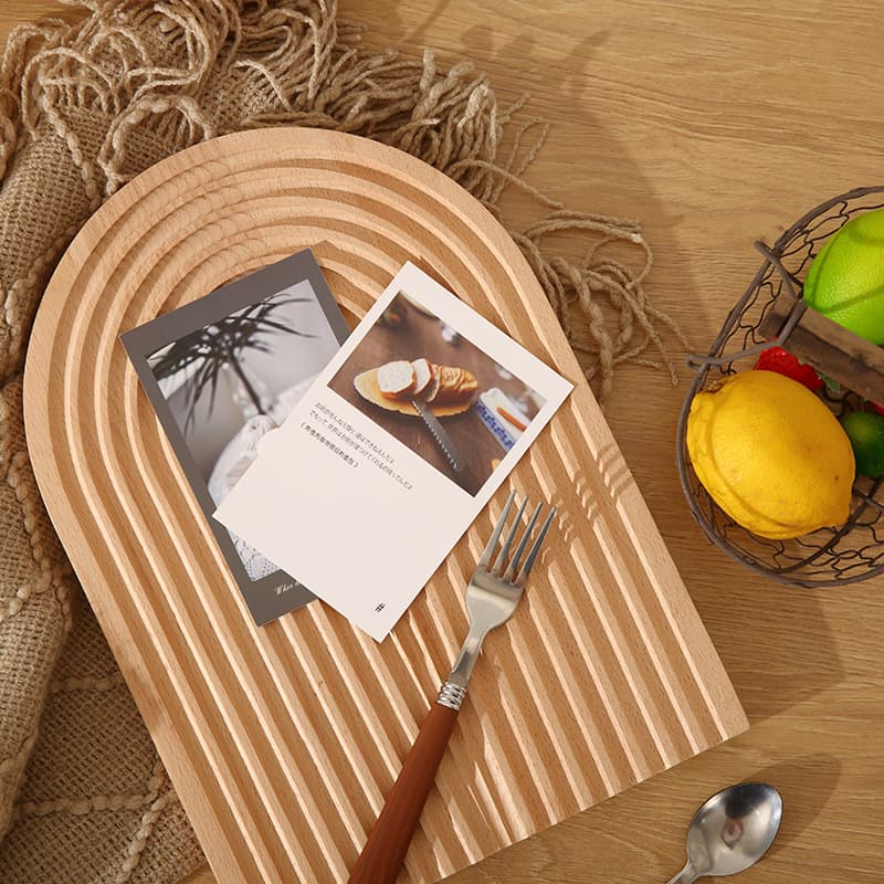 Creative Water Ripple Tray Nordic Dessert Beech Cutting Board Wooden Bread Plate Ins Style Food Photography Prop