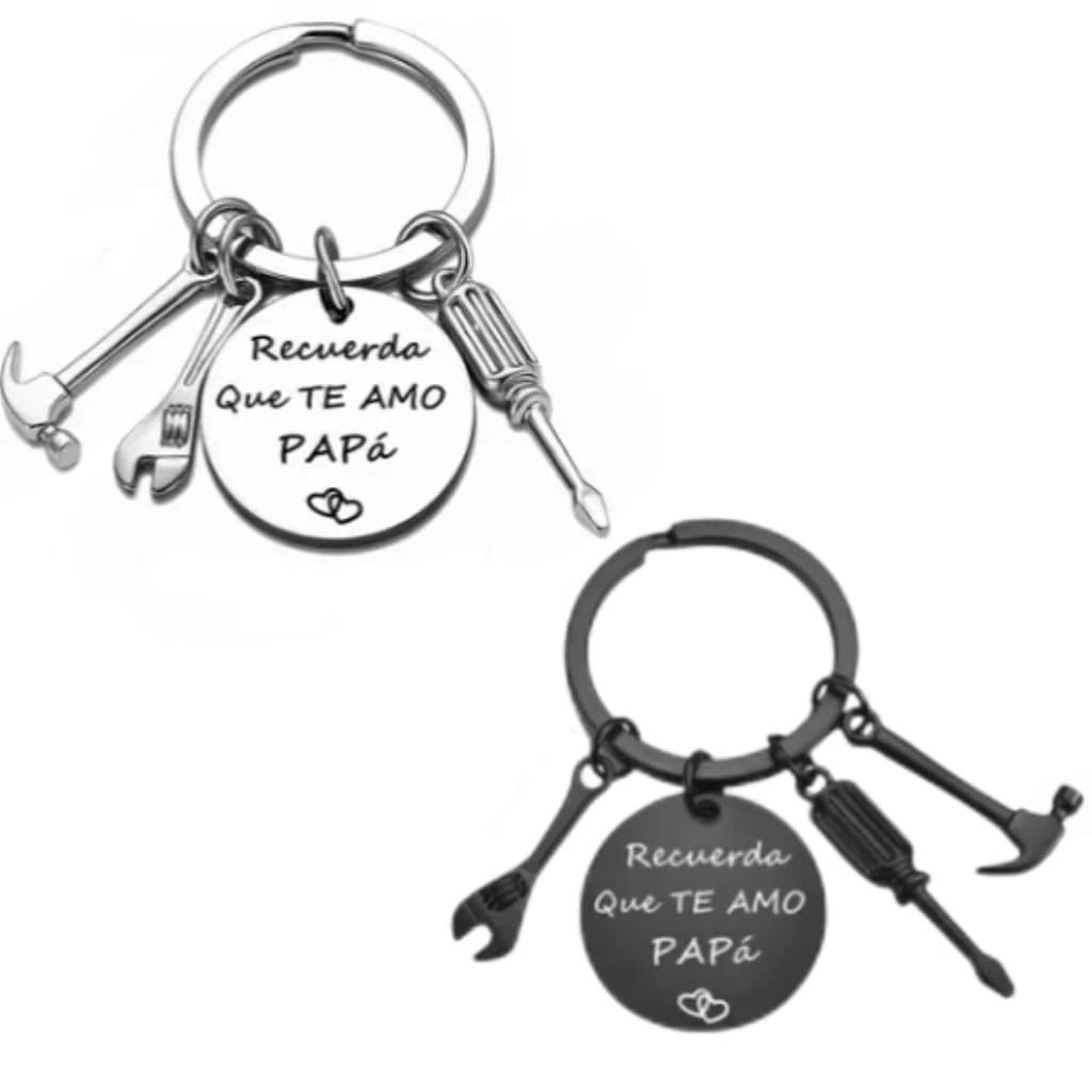 Cross-border hot selling PaPa stainless steel round keychain Father's Day gift tool three-piece set pendant car pendant