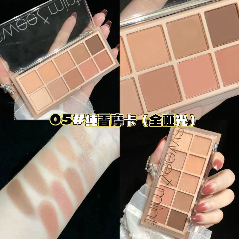 SWEET MINT 10-color eye shadow matte pearlescent fine glitter flakes milk tea earth color niche eye shadow tray cement tray