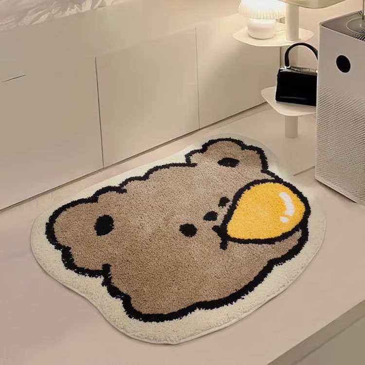 Cross-border Bear Faux Cashmere Rug Living Room Bedroom Bedside Floor Mat Room Decorative Carpet Girl Bedside Floor Mat
