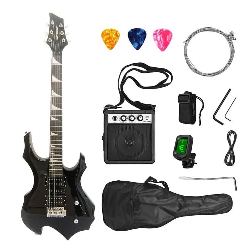 New Style 24-Fret Shaped Flame Electric Guitar Set Beginner Learning Guitar Kit with Amplifier Wholesale