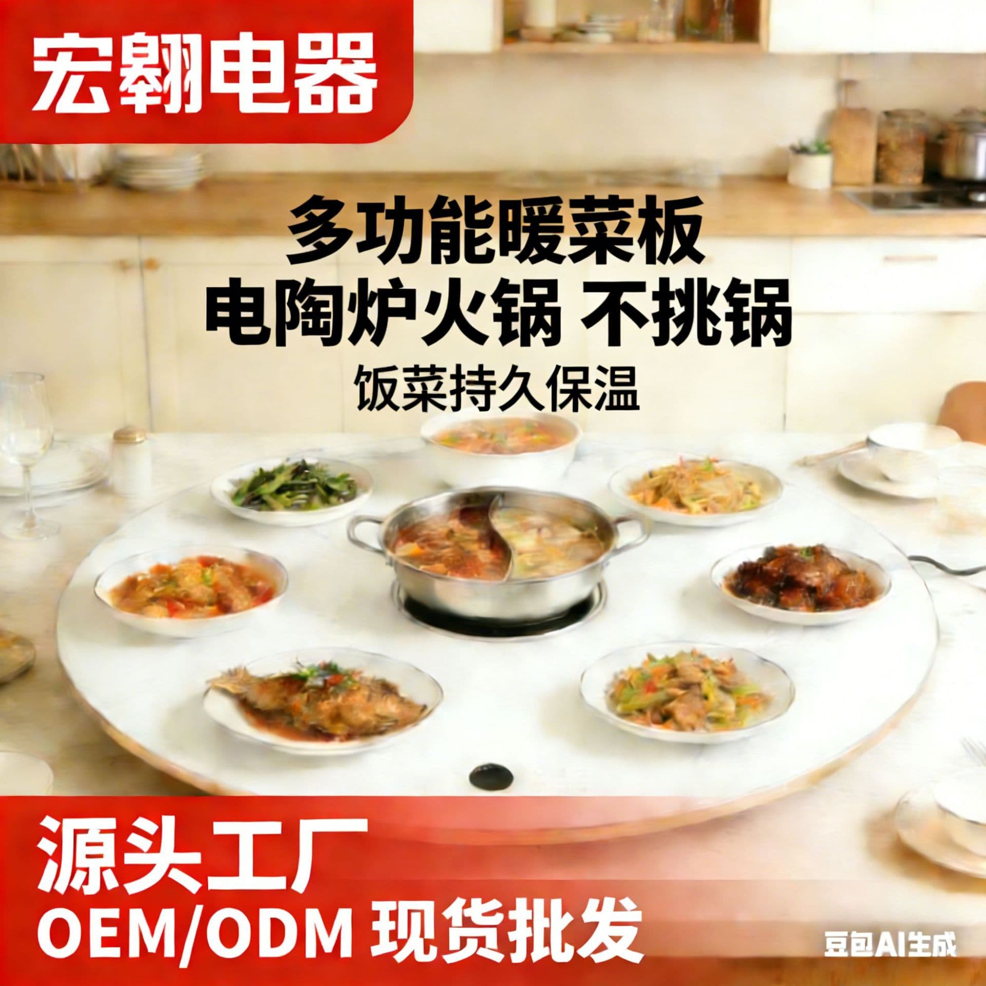 Electric Ceramic Stove Food Warmer Hot Pot Base Multi-Function Rotating Smart Table Heating Induction Cooker