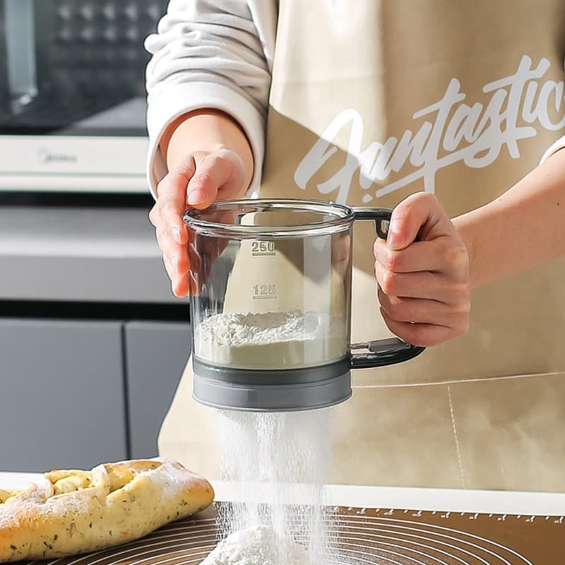 Flour sieve handheld semi-automatic household filter sieve kitchen gadget sifter flour sugar powder sieve