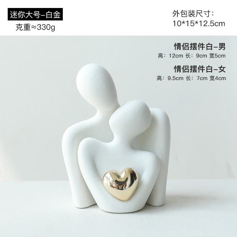 Simple Modern Ceramic Craft Mini Couple Figurine Ornament for Home Wine Cabinet TV Cabinet Decoration Birthday Gift