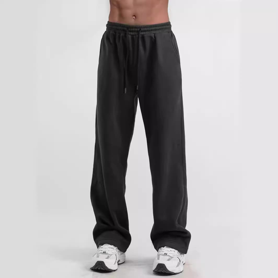 Heavy Knitted Casual Pants Men's Japanese Retro Old-Style Drawstring Autumn Sports Pants Straight-Leg Sweatpants