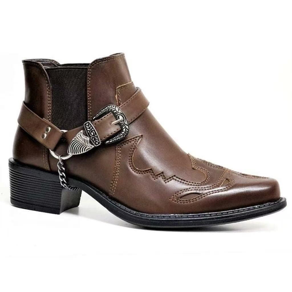 Cross-border factory export new style short boots, fashionable and unique belt buckle, chunky heel, pointed toe, 39-48 Martin boots for men.