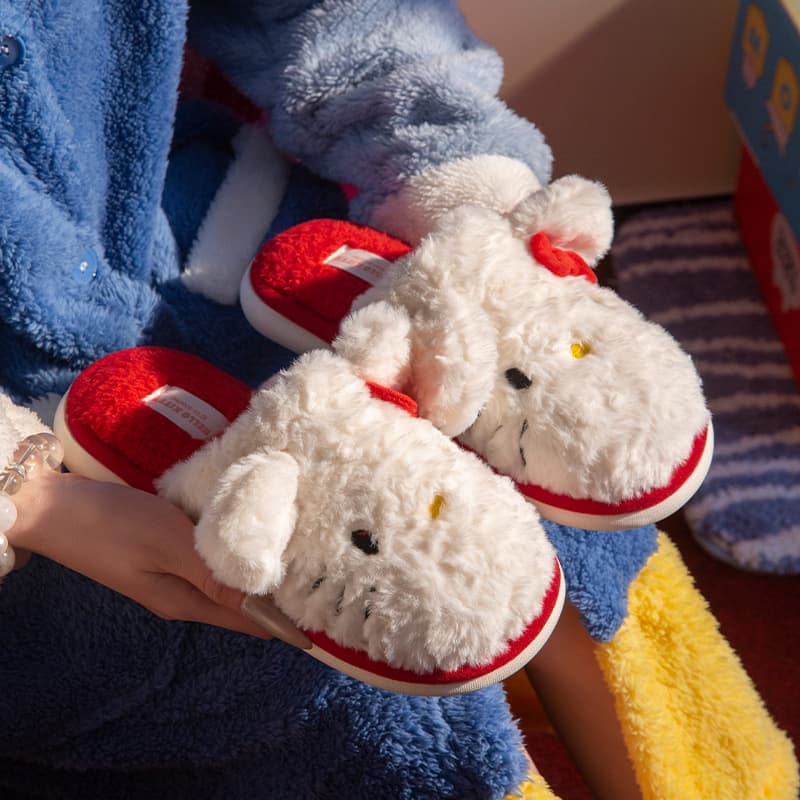 Sanrio Children's Cotton Slippers Girls Autumn/Winter Home Indoor Non-Slip Plush Warm Outdoor Cute Parent-Child Slippers