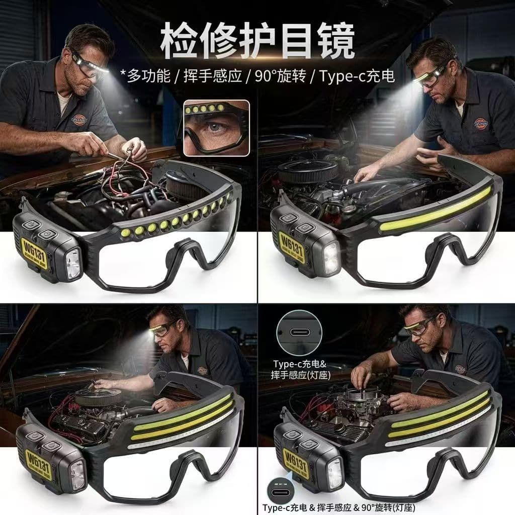 Ear-hook style super bright headlamp, long battery life, lithium battery, outdoor cycling, silicone sensor glasses light, windproof, fishing light, night fishing
