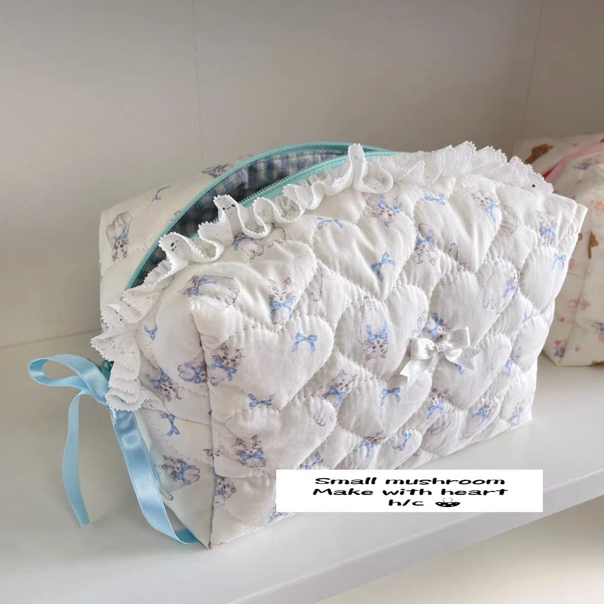 New Quilted Ins Style Cute Girl Zipper Cosmetic Bag Makeup Organizer Travel Essential DJI Storage