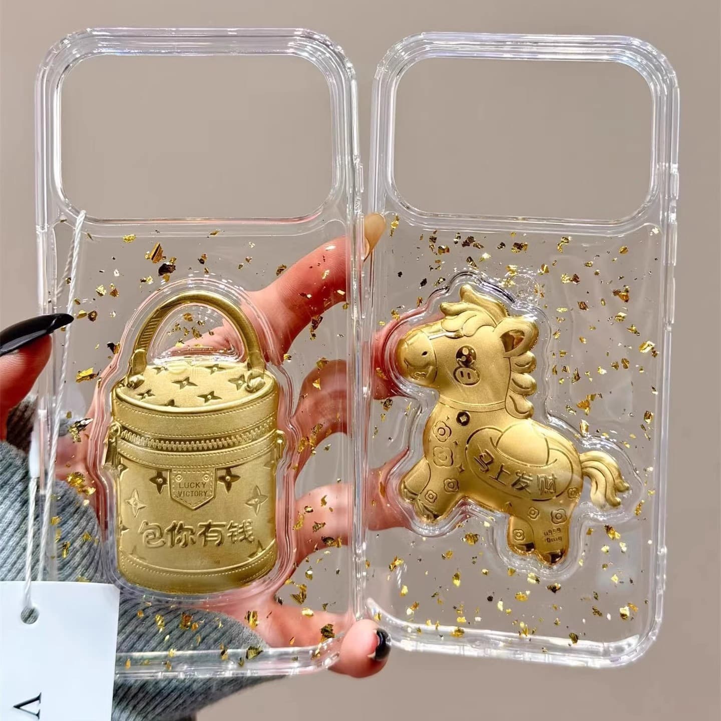 Suitable for Apple 17 Pro Max phone cases, iPhone 16 epoxy gold foil cases, and the new X-shaped creative iPhone 15 Pro case.