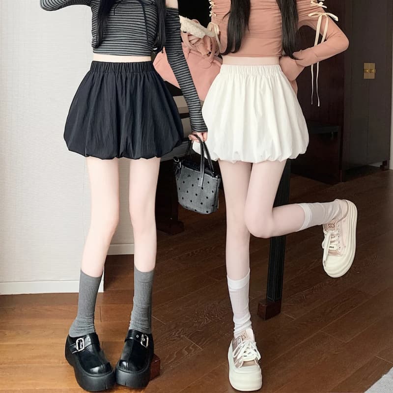 Cloud Bud Pants Skirt Women Spring and Summer High-Waist Slim-Fit Pumpkin Puff Pants A-Line Casual Bubble Lantern Shorts