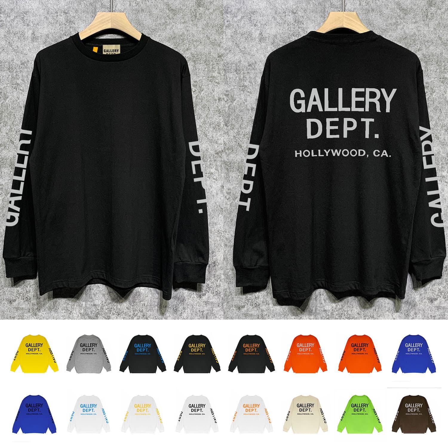 Long Sleeve T Shirts GALLERY DEPT European And American Trendy Brand Printed Cotton Loose Fit for Teenagers And Adults