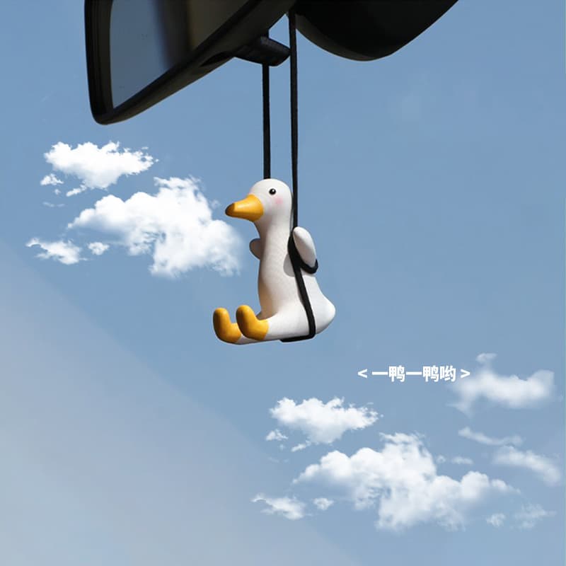 Swing duck car pendant car interior rearview mirror duck pendant car Internet celebrity pendant car female car interior supplies