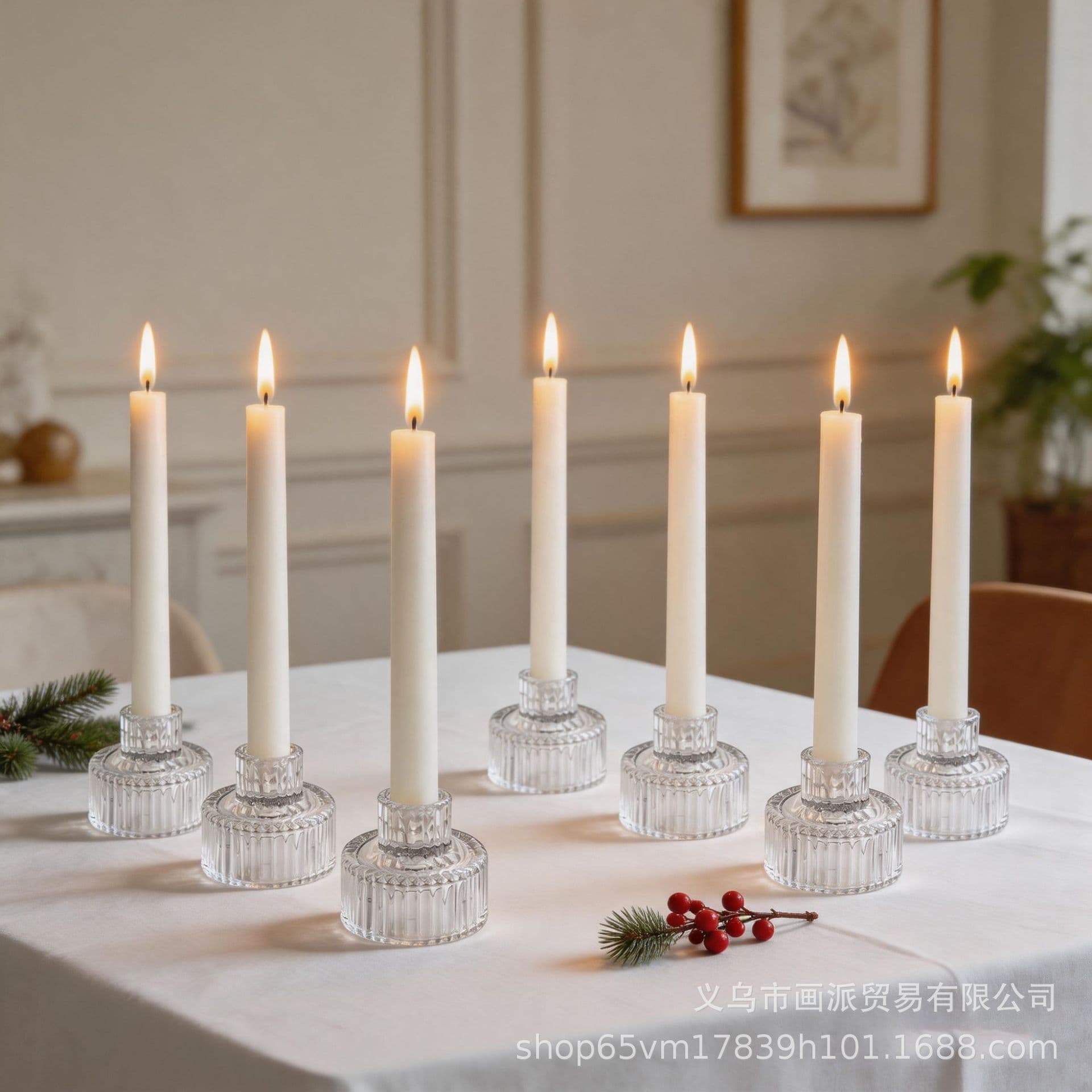Ins Style Glass Long Stem Candle Holder, Three-Dimensional Texture Design, Unique for Christmas Wedding Banquet Decoration